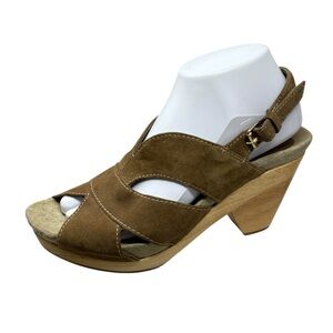 Earthies Monaco Rustic Brown suede Slingback Sandals